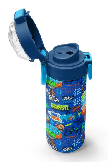 Coral High Kids Saks Grafiti Desenli Pipetli ve Direkt İçim Çelik Termos 500 ml 31968 - 6