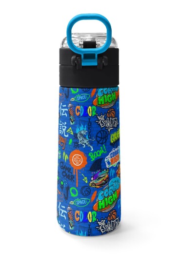 Coral High Kids Saks Grafiti Desenli Pipetli ve Direkt İçim Çelik Termos 500 ml 31968 - 4