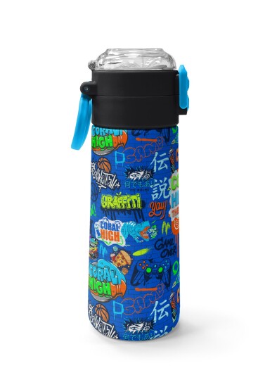 Coral High Kids Saks Grafiti Desenli Pipetli ve Direkt İçim Çelik Termos 500 ml 31968 - 2
