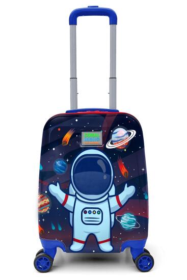 Coral High Kids Saks Mavi Astronot Desenli Çocuk Valizi 16743 - CORAL HIGH KIDS
