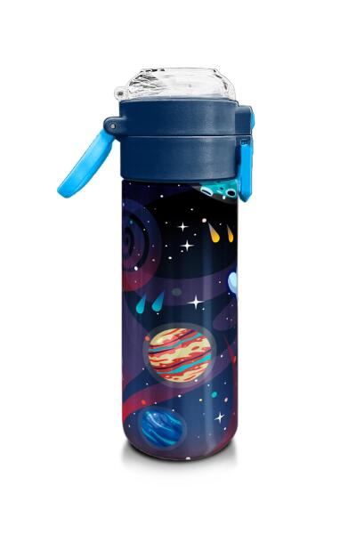 Coral High Kids Saks Mavi Astronot Desenli Pipetli ve Direkt İçim Çelik Termos 500 ml 31933 - 2
