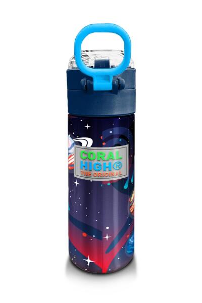 Coral High Kids Saks Mavi Astronot Desenli Pipetli ve Direkt İçim Çelik Termos 500 ml 31933 - 3