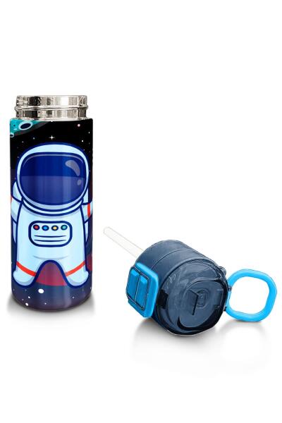 Coral High Kids Saks Mavi Astronot Desenli Pipetli ve Direkt İçim Çelik Termos 500 ml 31933 - 4