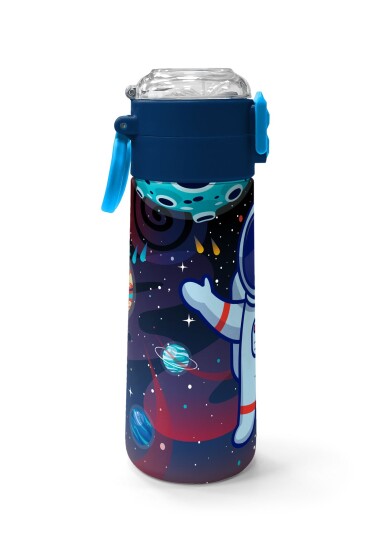 Coral High Kids Saks Mavi Astronot Desenli Pipetli ve Direkt İçim Çelik Termos 500 ml 31933 - 2