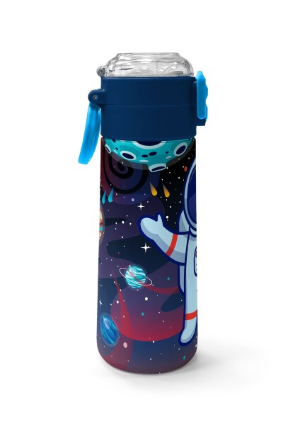 Coral High Kids Saks Mavi Astronot Desenli Pipetli ve Direkt İçim Çelik Termos 500 ml 31933 - 2