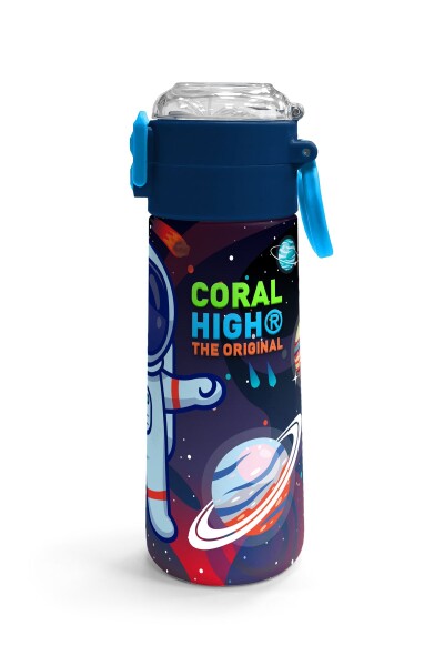 Coral High Kids Saks Mavi Astronot Desenli Pipetli ve Direkt İçim Çelik Termos 500 ml 31933 - 3