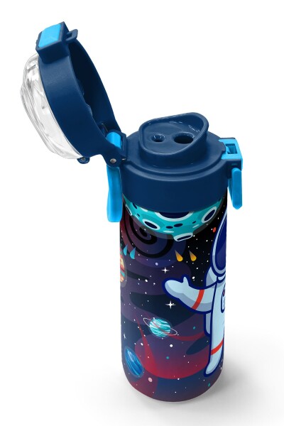 Coral High Kids Saks Mavi Astronot Desenli Pipetli ve Direkt İçim Çelik Termos 500 ml 31933 - 6