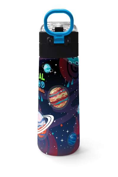 Coral High Kids Saks Mavi Astronot Desenli Pipetli ve Direkt İçim Çelik Termos 500 ml 31933 - 4