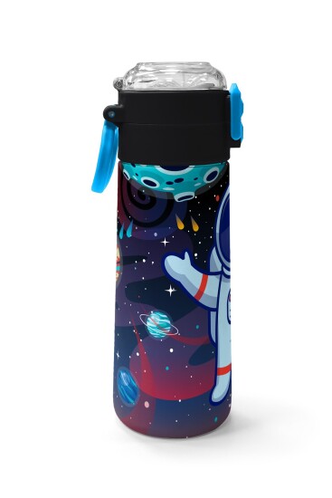 Coral High Kids Saks Mavi Astronot Desenli Pipetli ve Direkt İçim Çelik Termos 500 ml 31933 - 2