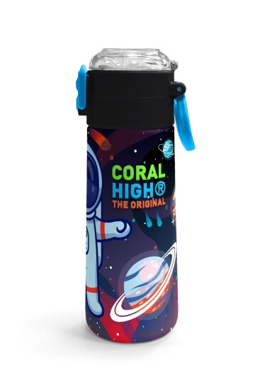 Coral High Kids Saks Mavi Astronot Desenli Pipetli ve Direkt İçim Çelik Termos 500 ml 31933 - 3