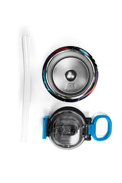 Coral High Kids Saks Mavi Astronot Desenli Pipetli ve Direkt İçim Çelik Termos 500 ml 31933 - 7