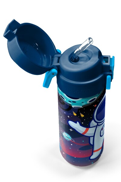 Coral High Kids Saks Mavi Astronot Desenli Pipetli ve Direkt İçim Çelik Termos 500 ml 31933 - 2