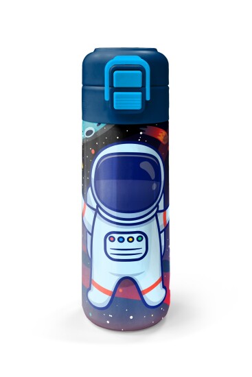 Coral High Kids Saks Mavi Astronot Desenli Pipetli ve Direkt İçim Çelik Termos 500 ml 31933 - 4