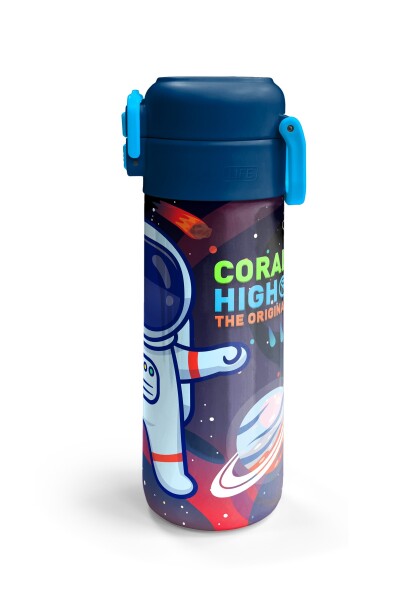 Coral High Kids Saks Mavi Astronot Desenli Pipetli ve Direkt İçim Çelik Termos 500 ml 31933 - 6