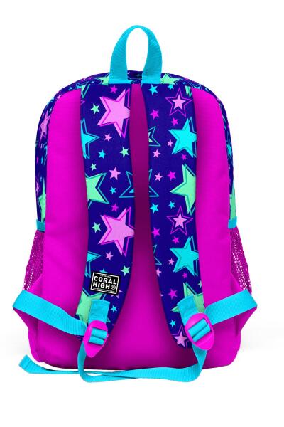Coral High Kids Saks Pembe Yıldız Desenli Dört Bölmeli Okul Sırt Çantası 23468 - 4
