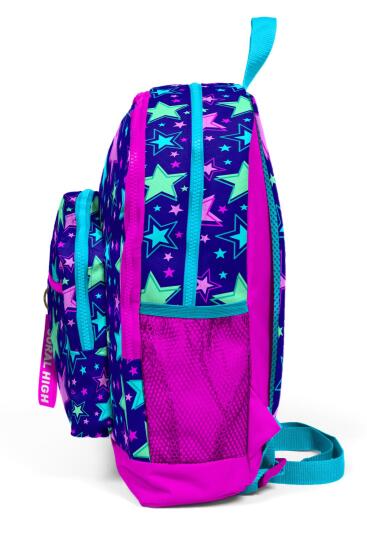 Coral High Kids Saks Pembe Yıldız Desenli Dört Bölmeli Okul Sırt Çantası 23468 - 2