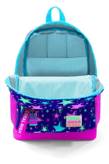 Coral High Kids Saks Pembe Yıldız Desenli Dört Bölmeli Okul Sırt Çantası 23468 - 3