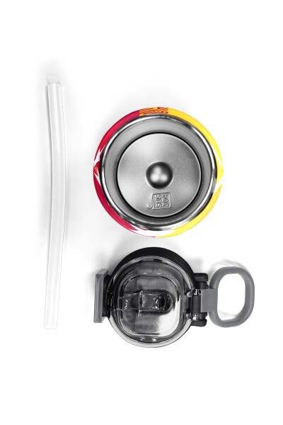 Coral High Kids Sarı Kırmızı 5 Yıldız Aslan Taraftar Desenli Pipetli ve Direkt İçim Çelik Termos 500 ml 31792 - 7