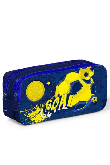 Coral High Kids Sarı Lacivert Goal Desenli İki Bölmeli Kalem Çantası 12046 - Yaygan Kids