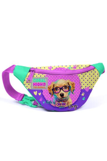 Coral High Kids Sarı Pembe Sevimli Köpek Desenli Bel Çantası 11504 - CORAL HIGH KIDS