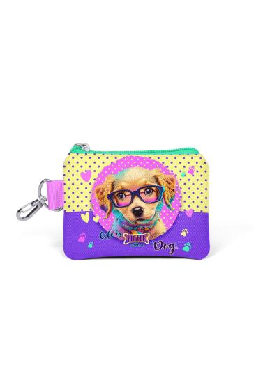 Coral High Kids Sarı Pembe Sevimli Köpek Desenli Bozuk Para Çantası 21881 - Coral High KIDS