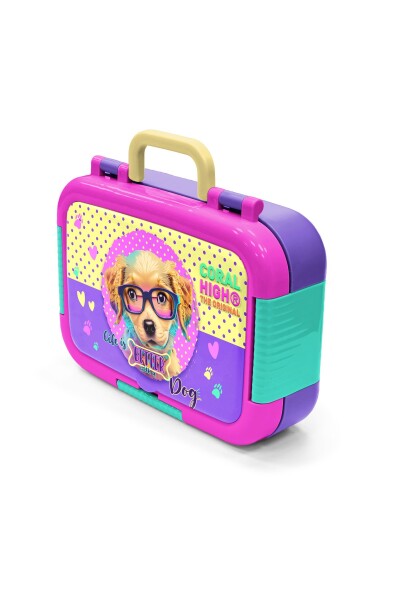 Coral High Kids Sarı Pembe Sevimli Köpek Desenli Paslanmaz Çelik Beslenme Kabı 39260 - 4