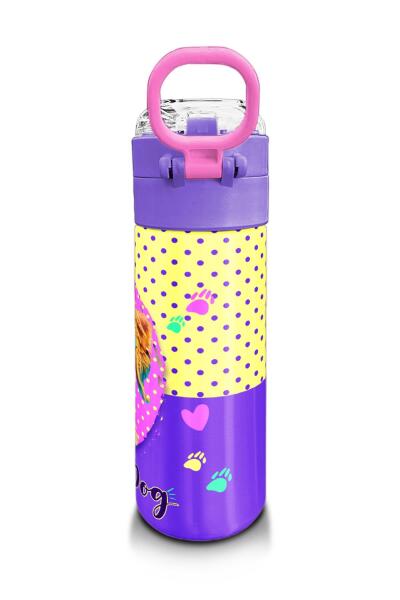 Coral High Kids Sarı Pembe Sevimli Köpek Desenli Pipetli ve Direkt İçim Çelik Termos 500 ml 31953 - 3