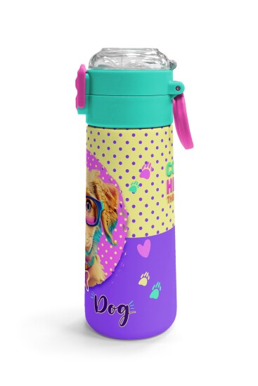 Coral High Kids Sarı Pembe Sevimli Köpek Desenli Pipetli ve Direkt İçim Çelik Termos 500 ml 31953 - 3