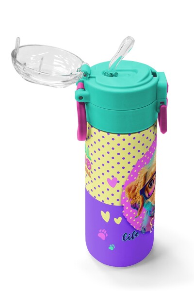 Coral High Kids Sarı Pembe Sevimli Köpek Desenli Pipetli ve Direkt İçim Çelik Termos 500 ml 31953 - 5