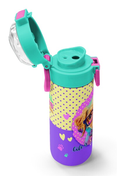 Coral High Kids Sarı Pembe Sevimli Köpek Desenli Pipetli ve Direkt İçim Çelik Termos 500 ml 31953 - 6