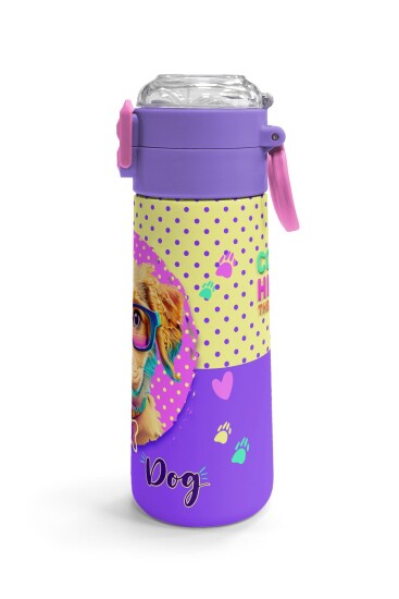 Coral High Kids Sarı Pembe Sevimli Köpek Desenli Pipetli ve Direkt İçim Çelik Termos 500 ml 31953 - 3