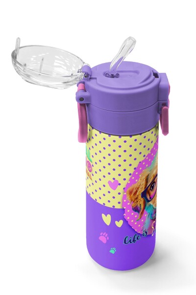 Coral High Kids Sarı Pembe Sevimli Köpek Desenli Pipetli ve Direkt İçim Çelik Termos 500 ml 31953 - 5