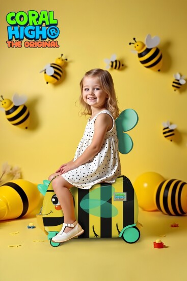 Coral High Kids Sarı Siyah Arı Desenli Otur-Çek Çocuk Valizi 16363 - 2