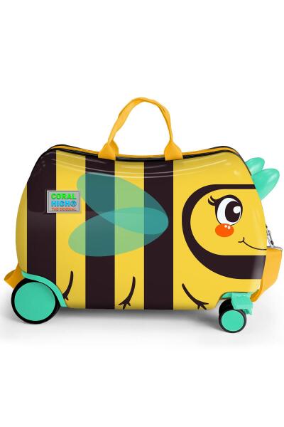 Coral High Kids Sarı Siyah Arı Desenli Otur-Çek Çocuk Valizi 16363 - 3