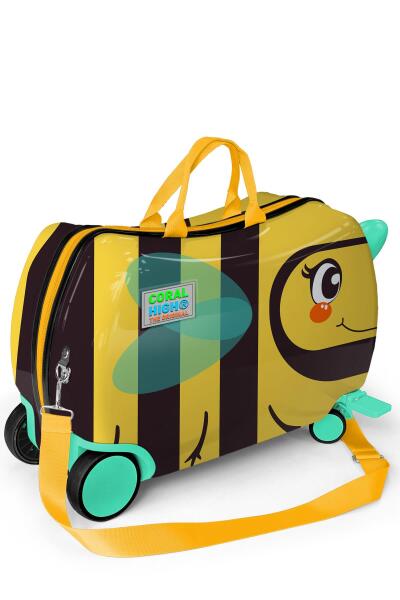 Coral High Kids Sarı Siyah Arı Desenli Otur-Çek Çocuk Valizi 16363 - 5
