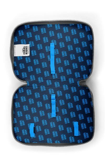 Coral High Kids Sarı Siyah Robot Desenli Çift Katlı kalem Çanta 11156 - 6