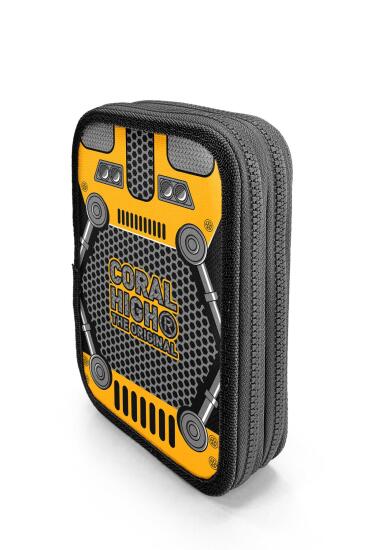 Coral High Kids Sarı Siyah Robot Desenli Çift Katlı kalem Çanta 11156 - 2