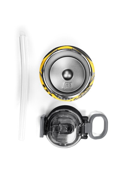 Coral High Kids Sarı Siyah Robot Desenli Pipetli ve Direkt İçim Çelik Termos 500 ml 31862 - 7