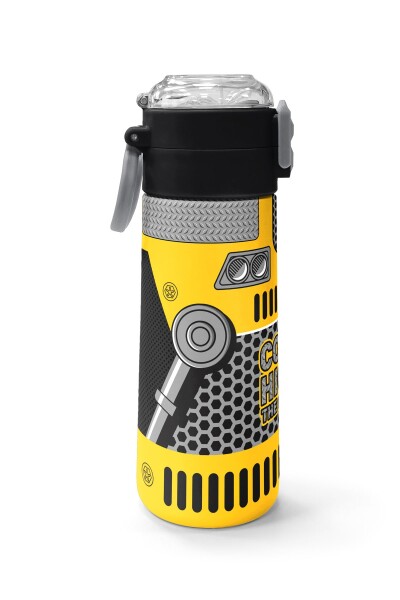 Coral High Kids Sarı Siyah Robot Desenli Pipetli ve Direkt İçim Çelik Termos 500 ml 31862 - 2