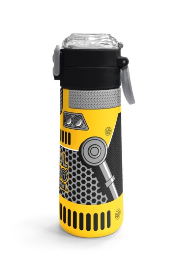 Coral High Kids Sarı Siyah Robot Desenli Pipetli ve Direkt İçim Çelik Termos 500 ml 31862 - 3
