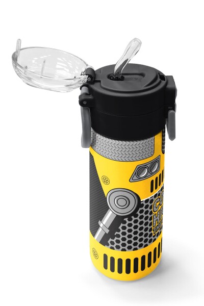 Coral High Kids Sarı Siyah Robot Desenli Pipetli ve Direkt İçim Çelik Termos 500 ml 31862 - 5