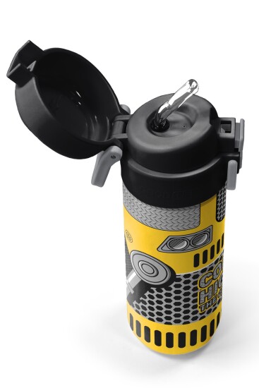 Coral High Kids Sarı Siyah Robot Desenli Pipetli ve Direkt İçim Çelik Termos 500 ml 31862 - 2