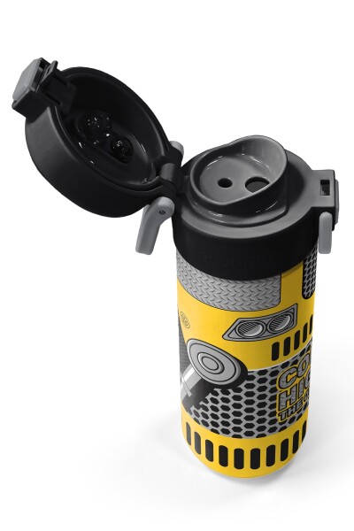 Coral High Kids Sarı Siyah Robot Desenli Pipetli ve Direkt İçim Çelik Termos 500 ml 31862 - 3