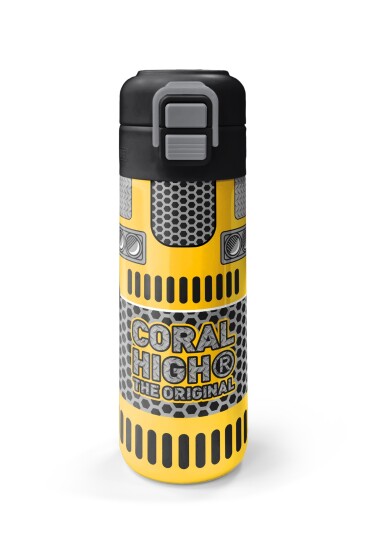 Coral High Kids Sarı Siyah Robot Desenli Pipetli ve Direkt İçim Çelik Termos 500 ml 31862 - 4