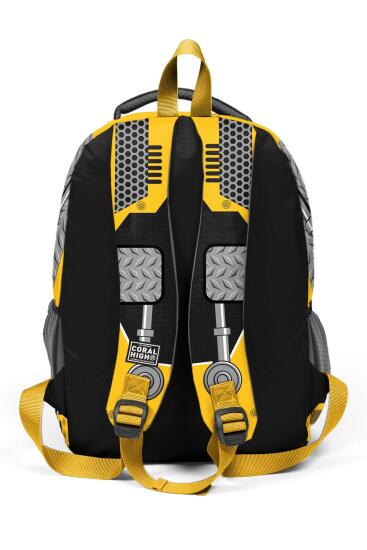 Coral High Kids Sarı Siyah Robot Desenli Üç Bölmeli Okul Sırt Çantası 14424 - 5