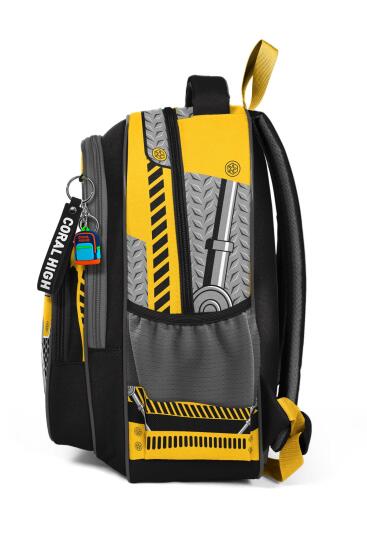Coral High Kids Sarı Siyah Robot Desenli Üç Bölmeli Okul Sırt Çantası 14424 - 2