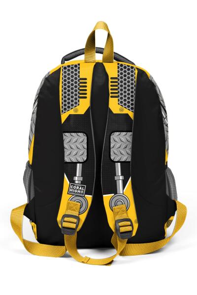 Coral High Kids Sarı Siyah Robot Desenli Üç Bölmeli Okul Sırt Çantası 14424 - 5