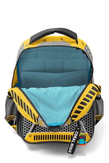 Coral High Kids Sarı Siyah Robot Desenli Üç Bölmeli Okul Sırt Çantası 14424 - 3