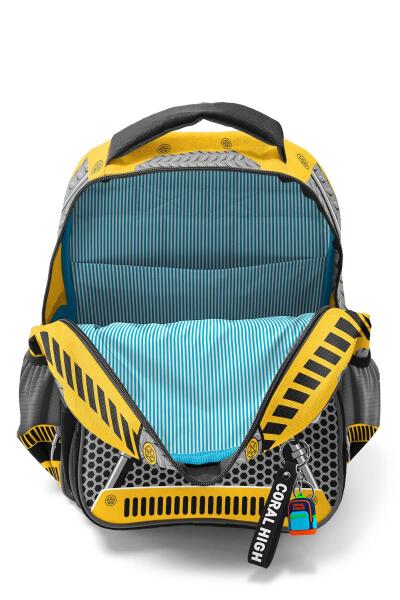 Coral High Kids Sarı Siyah Robot Desenli Üç Bölmeli Okul Sırt Çantası 14424 - 3