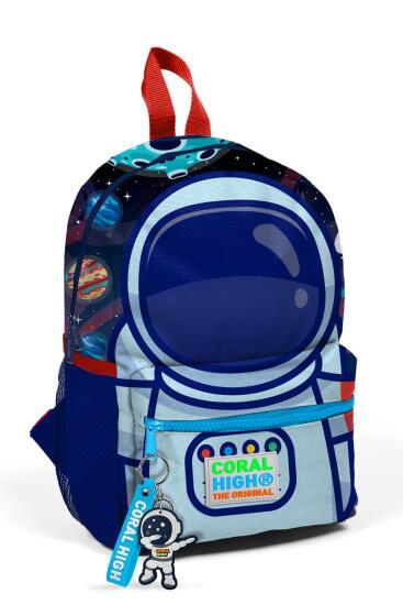 Minik Yuva Sırt Çantası Saks Mavi Astronot Desenli İki Bölmeli 23524 